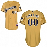 Customized Milwaukee Brewers MLB Jersey-Men's Stitched Gold Baseball Jersey,baseball caps,new era cap wholesale,wholesale hats