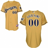 Customized Youth MLB Jersey-Milwaukee Brewers Stitched Gold Baseball Jersey,baseball caps,new era cap wholesale,wholesale hats