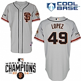 #49 Javier Lopez Gray SF MLB Jersey-San Francisco Giants Stitched Cool Base Baseball Jersey
