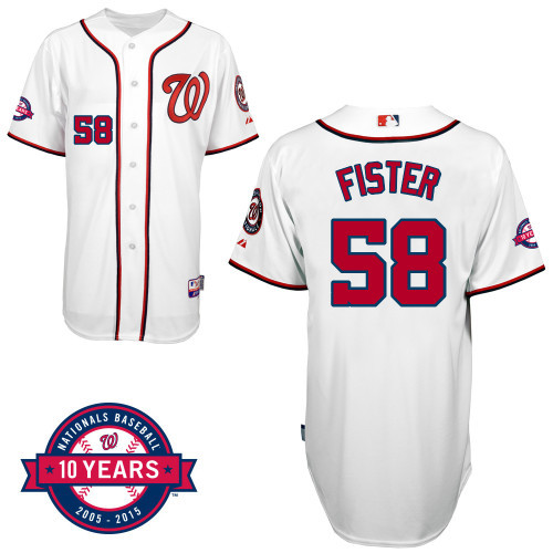#58 Doug Fister White MLB Jersey-Washington Nationals Stitched Cool Base Baseball Jersey