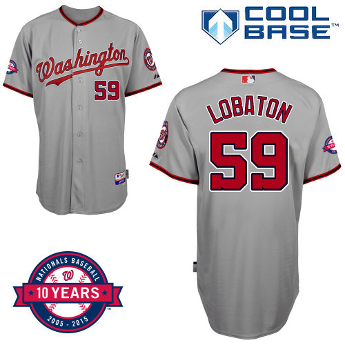 #59 Jose Lobaton Gray MLB Jersey-Washington Nationals Stitched Cool Base Baseball Jersey