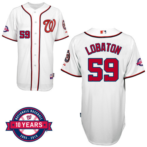 #59 Jose Lobaton White MLB Jersey-Washington Nationals Stitched Cool Base Baseball Jersey