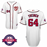 #64 Blake Treinen White MLB Jersey-Washington Nationals Stitched Cool Base Baseball Jersey