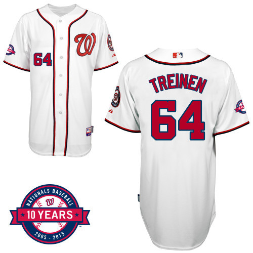 #64 Blake Treinen White MLB Jersey-Washington Nationals Stitched Cool Base Baseball Jersey