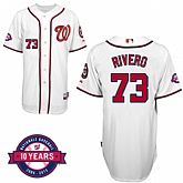 #73 Felipe Rivero White MLB Jersey-Washington Nationals Stitched Cool Base Baseball Jersey
