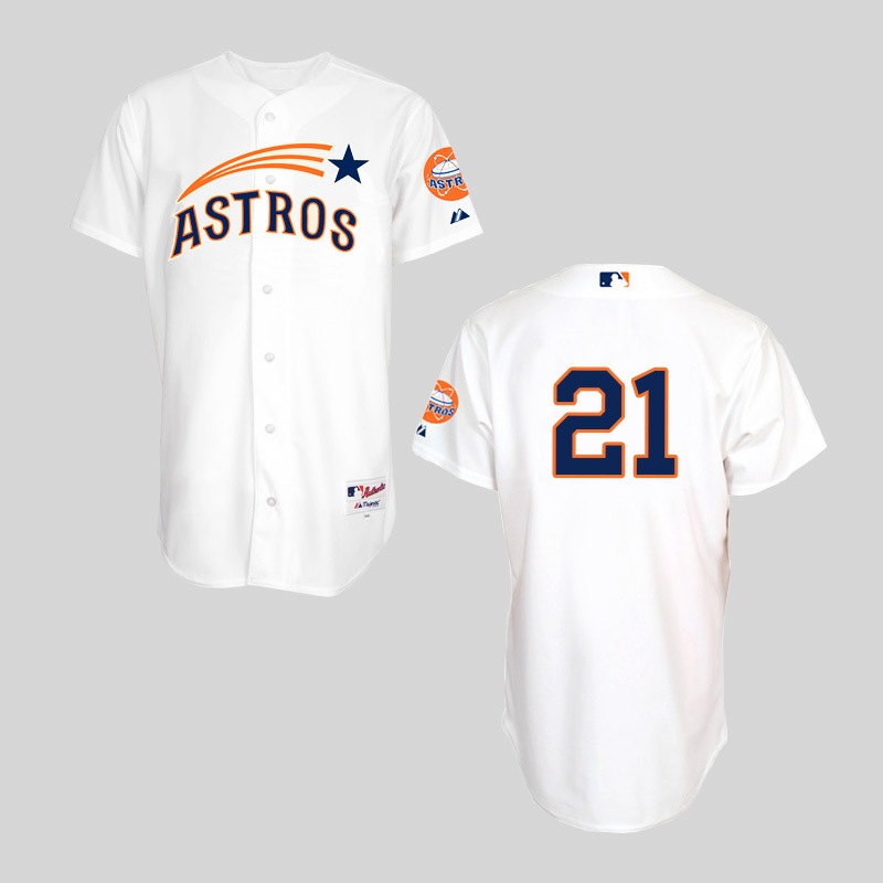 #21 Jon Singleton White MLB Jersey-Houston Astros Authentic Stitched Cool Base Baseball Jersey