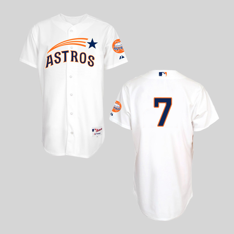 #7 Craig Biggio White MLB Jersey-Houston Astros Authentic Stitched Cool Base Baseball Jersey