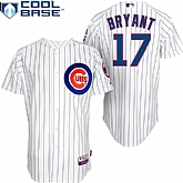 Chicago Cubs #17 Bryant White Pinstripe Cool Base Jersey,baseball caps,new era cap wholesale,wholesale hats