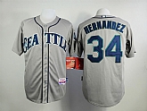 Seattle Mariners #34 Felix Hernandez Gray Cool Base Jersey,baseball caps,new era cap wholesale,wholesale hats