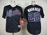 Atlanta Braves #22 Nick Markakis Dark Blue Cool Base Jerseys,baseball caps,new era cap wholesale,wholesale hats
