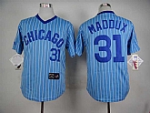 Chicago Cubs #31 Greg Maddux Blue Pinstripe Throwback Pullover Jerseys,baseball caps,new era cap wholesale,wholesale hats