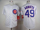 Chicago Cubs #49 Jake Arrieta White Pinstripe Jerseys,baseball caps,new era cap wholesale,wholesale hats