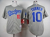 Los Angeles Dodgers #10 Justin Turner Gray Cool Base Jerseys,baseball caps,new era cap wholesale,wholesale hats