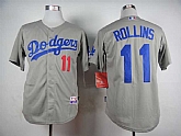 Los Angeles Dodgers #11 Jimmy Rollins Gray Cool Base Jerseys,baseball caps,new era cap wholesale,wholesale hats