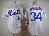 New York Mets #34 Noah Syndergaard White Pinstripe Cool Base Jerseys,baseball caps,new era cap wholesale,wholesale hats