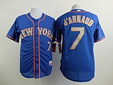 New York Mets #7 Travis D'Arnaud Blue With Gray NO Cool Base Jerseys,baseball caps,new era cap wholesale,wholesale hats