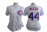 Womens Chicago Cubs #44 Anthony Rizzo White Pinstripe Jerseys,baseball caps,new era cap wholesale,wholesale hats