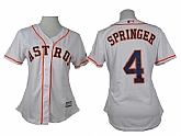 Womens Houston Astros #4 George Springer White Cool Base Jerseys,baseball caps,new era cap wholesale,wholesale hats
