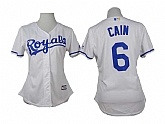 Womens Kansas City Royals #6 Cain White Cool Base Jerseys,baseball caps,new era cap wholesale,wholesale hats