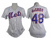 Womens New York Mets #48 Jacob Degrom 2015 White Pinstripe Jerseys,baseball caps,new era cap wholesale,wholesale hats