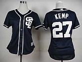 Womens San Diego Padres #27 Matt Kemp Dark Blue Cool Base Jerseys,baseball caps,new era cap wholesale,wholesale hats