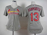 Womens St. Louis Cardinals #13 Matt Carpenter Gray Cool Base Jerseys,baseball caps,new era cap wholesale,wholesale hats