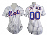 Customized New York Mets MLB Jerseys-Women's Stitched 2015 White Pinstripe Cool Base Baseball Jersey,baseball caps,new era cap wholesale,wholesale hats