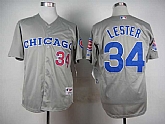 Chicago Cubs #34 Jon Lester Gray 1990 Throwback Cool Base Jerseys,baseball caps,new era cap wholesale,wholesale hats