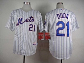 New York Mets #21 Lucas Duda White Pinstripe Jerseys,baseball caps,new era cap wholesale,wholesale hats