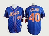 New York Mets #40 Colon Blue With Orange Cool Base Jerseys,baseball caps,new era cap wholesale,wholesale hats