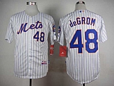 New York Mets #48 Jacob Degrom 2015 White Pinstripe Jerseys,baseball caps,new era cap wholesale,wholesale hats