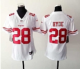Womens Nike San Francisco 49ers #28 Carlos Hyde White Game Jerseys,baseball caps,new era cap wholesale,wholesale hats