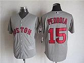 Majestic Boston Red Sox #15 Dustin Pedroia Gray MLB Stitched Jerseys,baseball caps,new era cap wholesale,wholesale hats