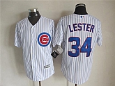 Majestic Chicago Cubs #34 Jon Lester White Pinstripe MLB Stitched Jerseys,baseball caps,new era cap wholesale,wholesale hats