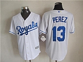 Majestic Kansas City Royals #13 Salvador Perez White MLB Stitched Jerseys,baseball caps,new era cap wholesale,wholesale hats