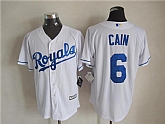Majestic Kansas City Royals #6 Cain White MLB Stitched Jerseys,baseball caps,new era cap wholesale,wholesale hats