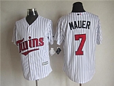 Majestic Minnesota Twins #7 Joe Mauer White Pinstripe MLB Stitched Jerseys,baseball caps,new era cap wholesale,wholesale hats