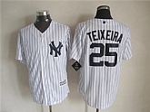 Majestic New York Yankees #25 Teixeira White Pinstripe MLB Stitched Jerseys,baseball caps,new era cap wholesale,wholesale hats