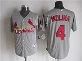 Majestic St. Louis Cardinals #4 Yadier Molina Gray MLB Stitched Jerseys,baseball caps,new era cap wholesale,wholesale hats