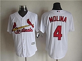 Majestic St. Louis Cardinals #4 Yadier Molina White MLB Stitched Jerseys,baseball caps,new era cap wholesale,wholesale hats