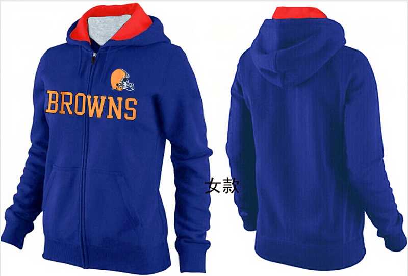 Womens Cleveland Browns Team Logo 2015 Full Zip Hoodie-25