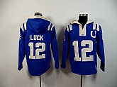 Indianapolis Colts #12 Andrew Luck Blue 2015 New Stitched Hoodie,baseball caps,new era cap wholesale,wholesale hats