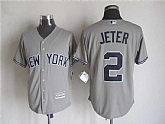 Majestic New York Yankees #2 Derek Jeter Gray MLB Stitched Jerseys,baseball caps,new era cap wholesale,wholesale hats