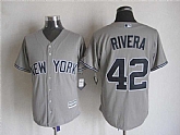 Majestic New York Yankees #42 Mariano Rivera Gray MLB Stitched Jerseys,baseball caps,new era cap wholesale,wholesale hats