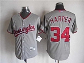 Majestic Washington Nationals #34 Harper Gray MLB Stitched Jerseys,baseball caps,new era cap wholesale,wholesale hats