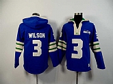Seattle Seahawks #3 Russell Wilson Blue 2015 New Stitched Hoodie,baseball caps,new era cap wholesale,wholesale hats