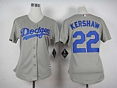 Womens Los Angeles Dodgers #22 Clayton Kershaw 2015 Gray Cool Base Jerseys,baseball caps,new era cap wholesale,wholesale hats