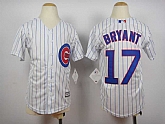 Youth Chicago Cubs #17 Bryant White Pinstripe Cool Base Jerseys,baseball caps,new era cap wholesale,wholesale hats