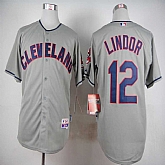 Cleveland Indians #12 Lindor Gray Cool Base Jerseys,baseball caps,new era cap wholesale,wholesale hats