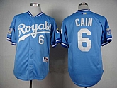 Kansas City Royals #6 Cain 1985 Throwback Light Blue Cool Base Jerseys,baseball caps,new era cap wholesale,wholesale hats
